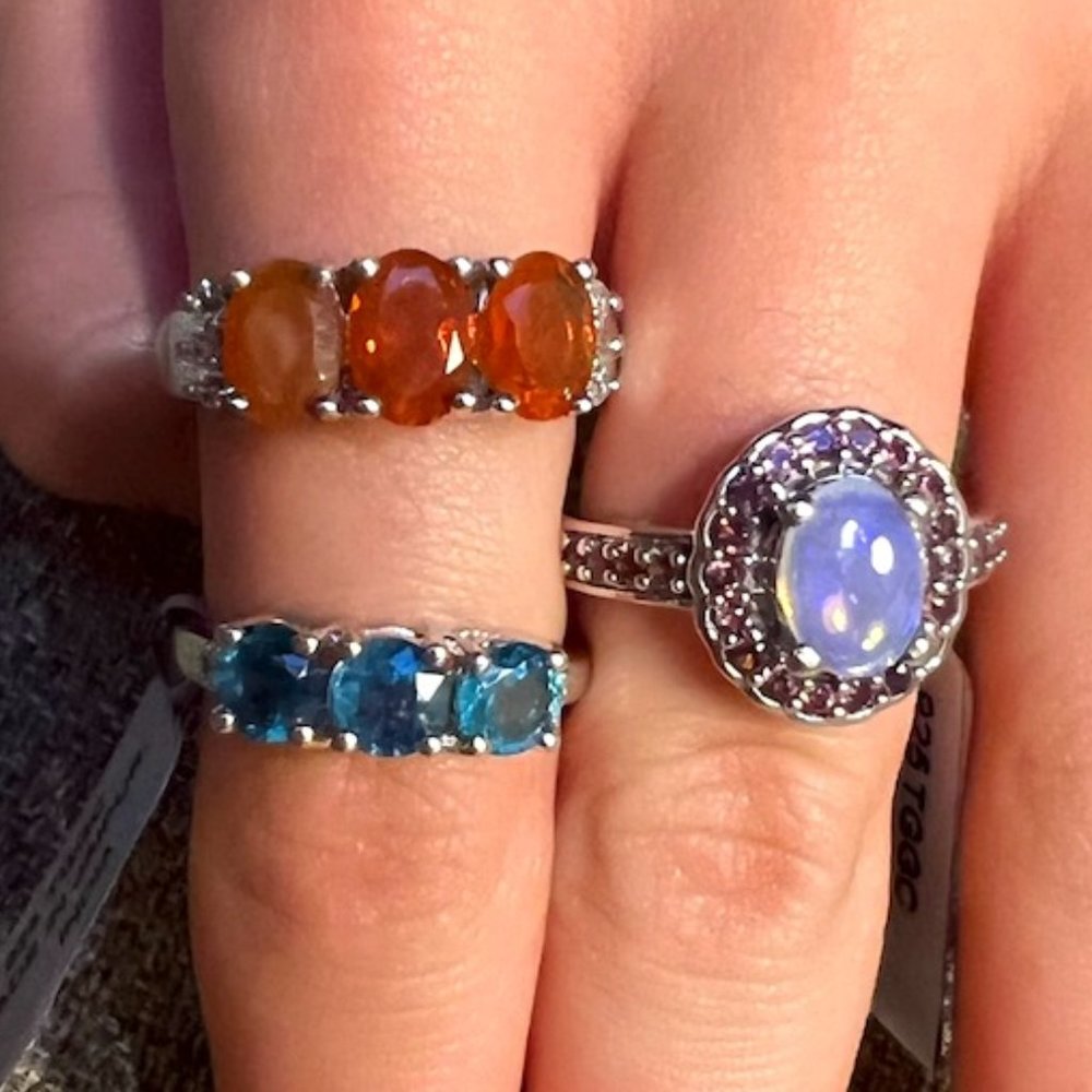 NWT Orange Am. Fire Opal, Orissa Kyanite, and Coober Pedy Jelly Opal